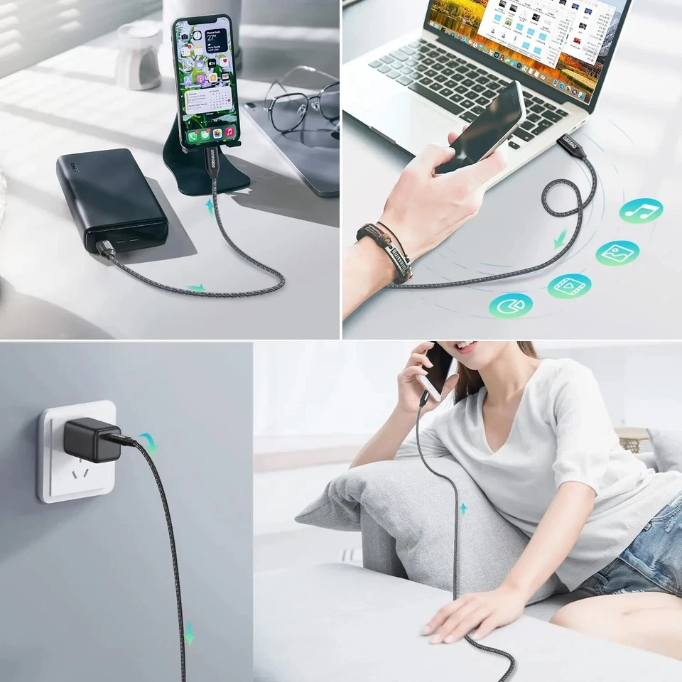 3X USB-C To USB-C PD 20W Phone Fast Charger Cable For Samsung Android iPhone 15 - Image 2 of 4