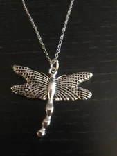 Silver Tone Dragonfly Pendant Necklace