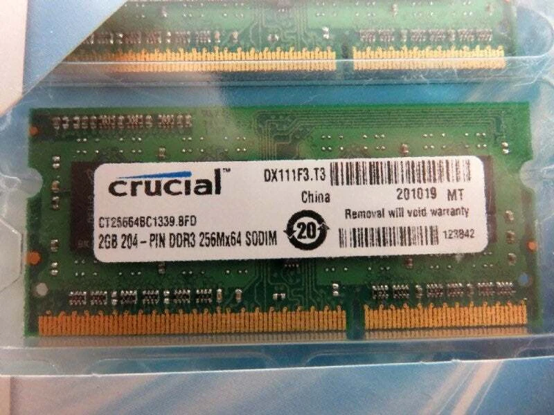 Crucial 2- 2GB 204-PIN SODIMM DDR3  Memory Module 4GB Kit CT2KIT25664BC1339 - Image 4 of 4