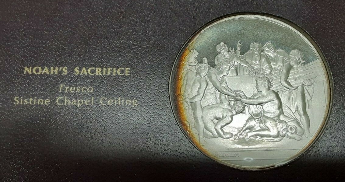Franklin Mint Genius of Michelangelo PF .925 Silver Medal-Noah's