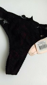 AGENT PROVOCATEUR SEXY NICOLE BLACK/BURGUNDY THONG SIZE 2 SMALL UK 8 BNWT