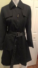 Janepost Women Black Trench Coat Size 8-10 / 38-40 Nwot