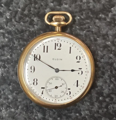 Antique 1912 Elgin Model 3 Grade 303 12s 7j Pocket Watch Needs Work * W1088