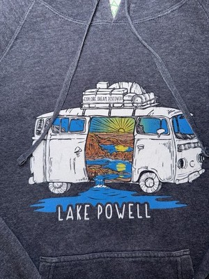Wild Tribute Lake Powell Fleece Pullover Hoodie Gray M Men's Graphic Print