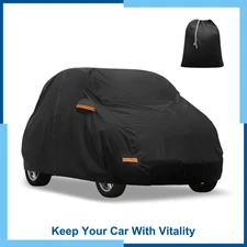 1x Waterproof 210D-PU Oxford Car Cover for Smart Fortwo 2007-2024 w/Zipper Black