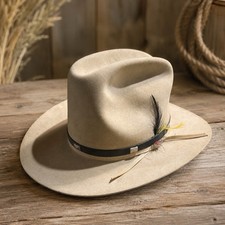 John B. Stetson Co. Rancher 4X Beaver Feathered Cowboy Hat Size 7 1/8 Long Oval