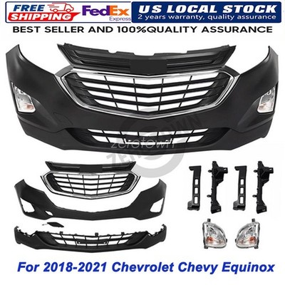 For 2018-2021 Chevrolet Chevy Equinox Front Bumper Upper Lower Grille Fog Lights
