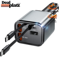 ZigarettenanzüNder Usb C 69W Kfz LadegeräT 12V/24V Mit Einziehbarem Kabel Auto
