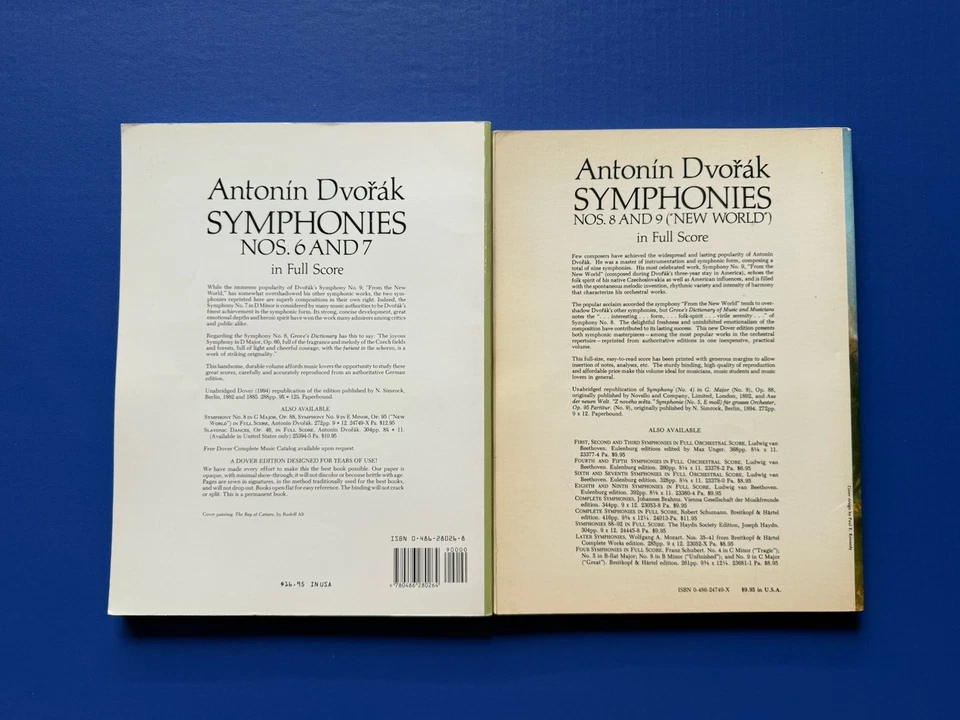 Dvorak - Symphonies Nos. 6, 7, 8 & 9 - Dover Study Scores 2 Vols. PB VG - Image 2 of 4