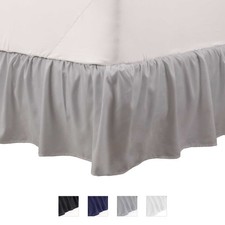 Queen Bed Skirt  Ruffled 100 Microfiber Dust Ruffle  16" Drop  Grey