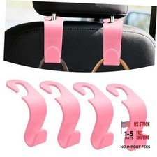 4PCS Car Seat Headrest Hooks, Purse Hook for Car, Auto Back Seat Organizer Pink