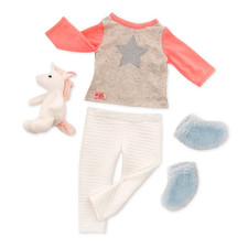 Our Generation Unicorn Wishes Pajama Outfit Unicorn Plush for 18-inch Dolls
