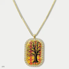 New Colorful Tree of Life Pendant Necklace Chain Printed Dog Tag Chain Gift Desi