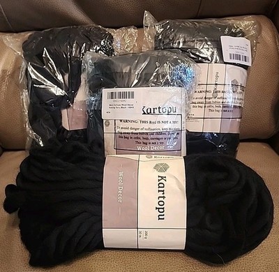 4- New KARTOPU Wool Decor 100 Percet Wool Yarn 200 g.   color K940 Black
