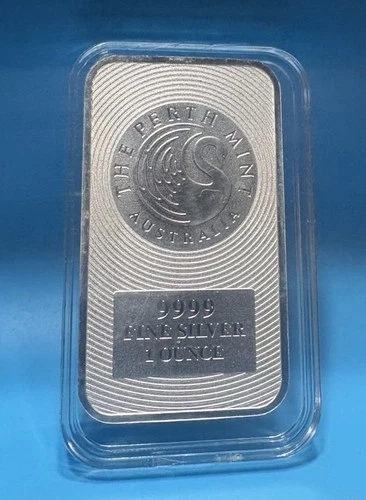 1 oz .9999 Fine Silver Bar AUSTRALIA PERTH MINT Swan & Kangaroo • Beautiful💯