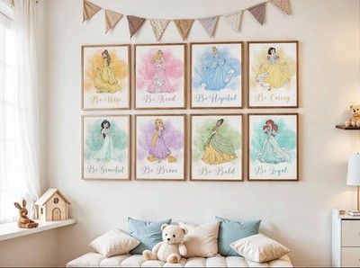Prinzessin Affirmationen Wandbilder 8er Set Mädchenzimmer Deko, Mädchenzimmer Kunst