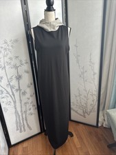 Zara Women's Knit Maxi Black Hoodie Dress, Black/Grey, Large