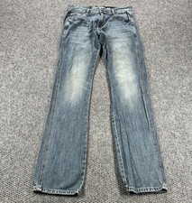 Wrangler Jeans Mens 32x36 Blue Retro Slim Fit Straight Cowboy Boot Western Denim