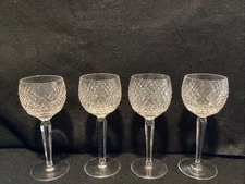 4 ‘WATERFORD’ Crystal ‘ALANA’ Wine Hock Glasses, Gothic Mark