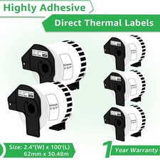 5 Rolls 62mmx30.48m Continuous Paper Tape DK-2205 for Brother QL-720nw Label