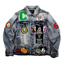 Unique Cult of Individuality Denim Jacket with Bold Patches
