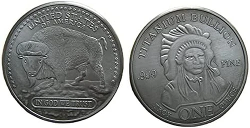 Titanium Bullion Round - 1 Oz American Buffalo .999 Fine Coin