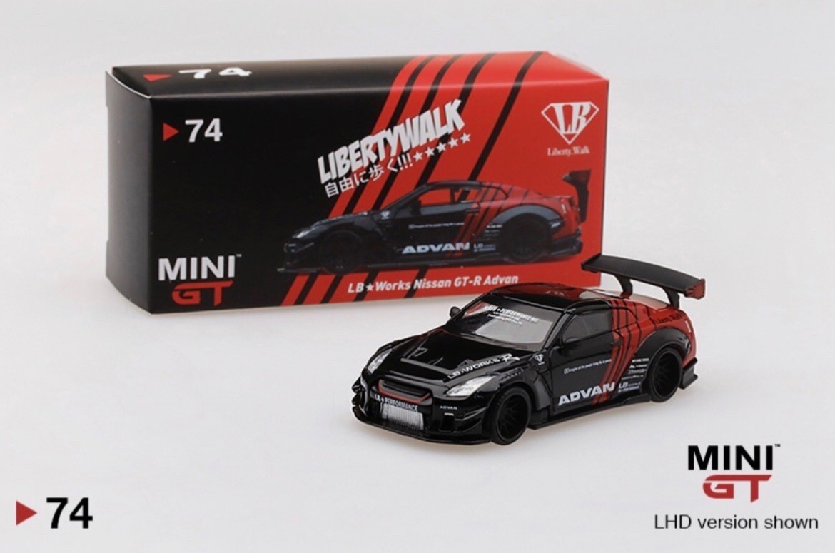 LB★WORKS Nissan GT-R Type 2 1/64 Mini GT 1/64 #74 LB WORKS Nissan GT-R (R35) ADVAN Japan Exclusive