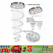 Modern Luxury Crystal LED Chandelier Rain Drop Spiral Ceiling Light Pendant Lamp