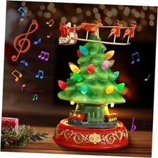 Musical Pre-Lit Artificial Christmas Tree 7.09IN-Christmas Tree - Train + Elk