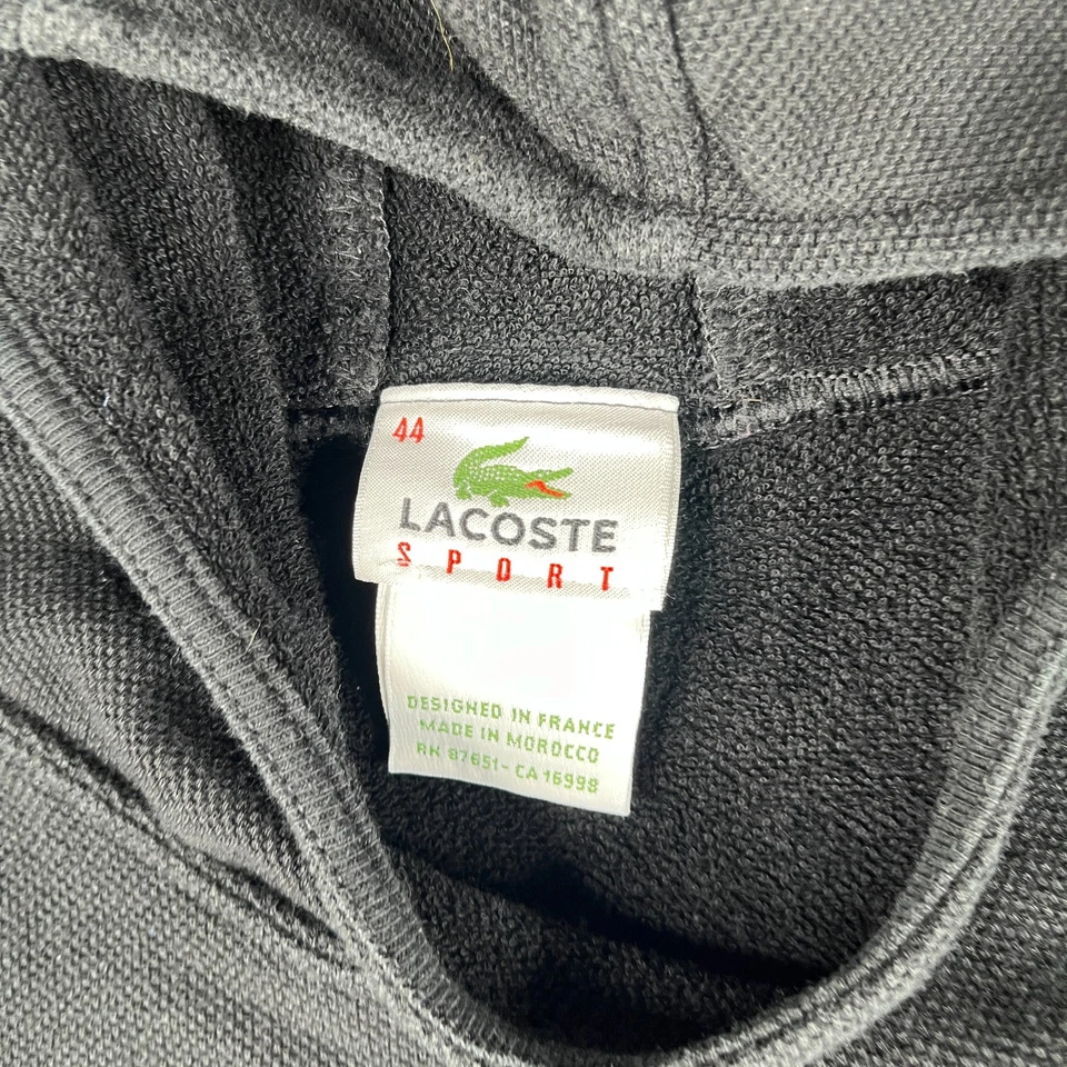 Sudadera deportiva con capucha recortada Lacoste para mujer talla 44 negra parche logotipo pulóver Foto 4 de 4
