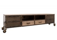 Tv-Board M. Rollen Lowboard 2 Schubladen Eisen Mangoholz Braun Groß Breit 220X60