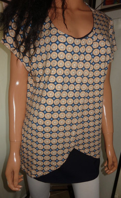 Sommer Shirt  mehrfarbig 2in1 Blumen-Muster Style Flügelärmel Stretch Gr 44