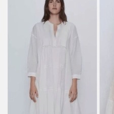 Zara Blogger Favorite Voluminous White Midi Dress S