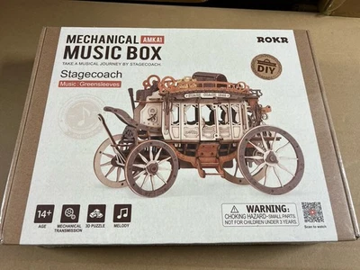 ROKR 3D Wooden Puzzle Mechanical Music Box Stagecoach Model Building Kit - Image 1 of 4