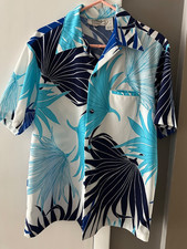 Vintage Malihini Men's Shirt Hawaii Loop Collar Covered Buttons Poly sz Lge