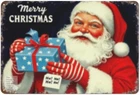 Santa Claus Vintage Christmas Metal Tin Wall Sign Rustic Decor 8x12 Inches