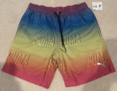 Puma Swim Trunks Mens  Large Colorful Block Shorts Stripe