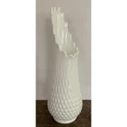 Vintage Fenton White Milk Glass Hobnail Footed Swung Vase MCM  Art Glass 14"