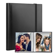 8.5x11 Photo Album Art Portfolio Binder Holds 68 Photos Black Plastic Sleeves