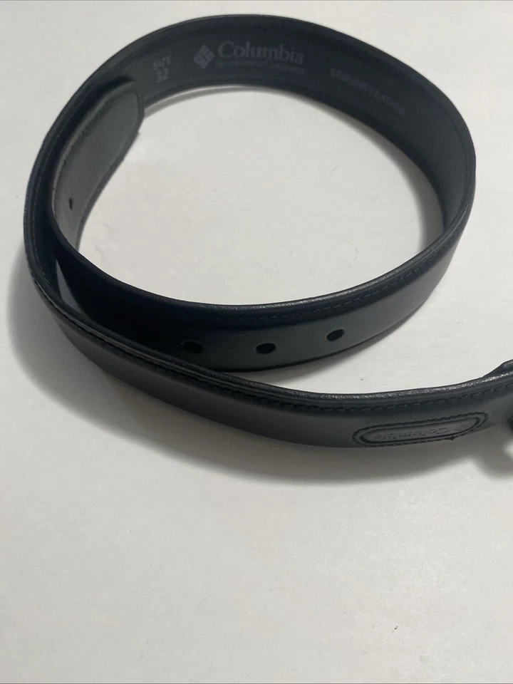 Cinturón Columbia Negro Genuino Grano Completo Cuero Hombre Talla 32 Hebilla Plateada Foto 3 de 4