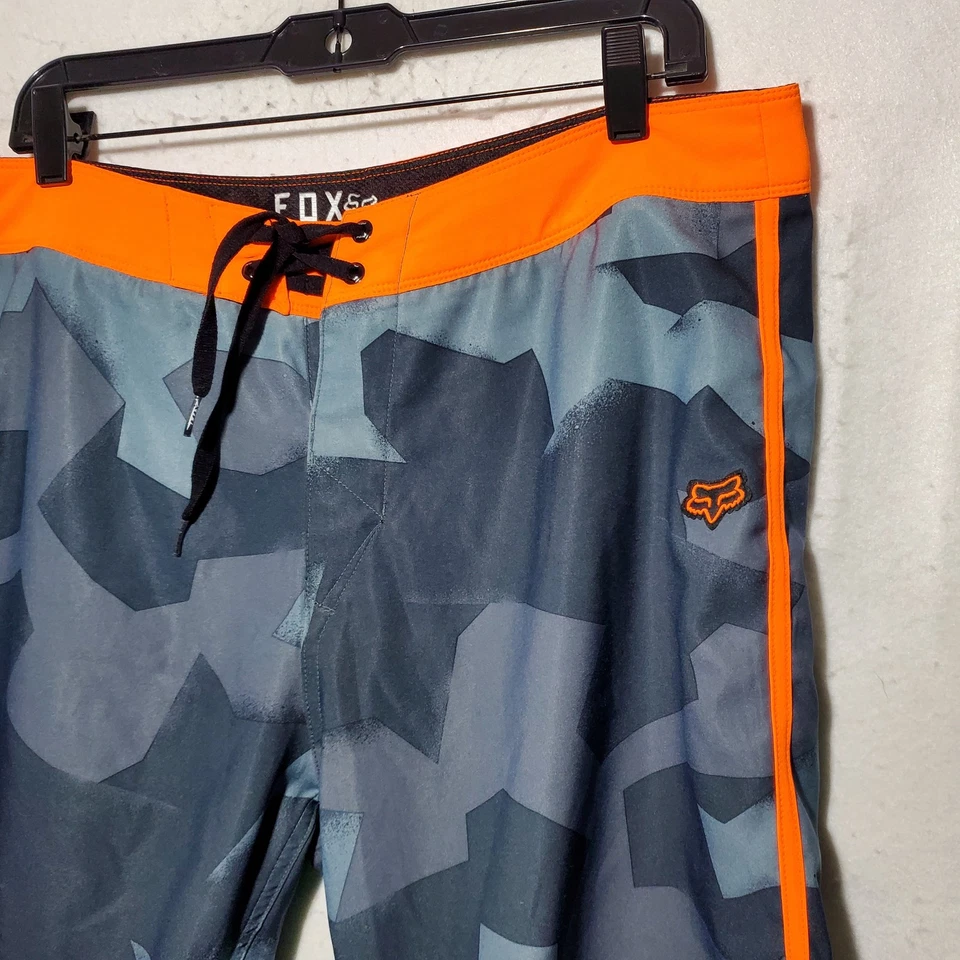 Fox шорты мужские 36 серый оранжевый камуфляж плавки серфинга Beachwear логотип - Изображение 4 из 4