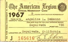 1967 American Legion Membership Card Los Angeles California Post 735 J 165616