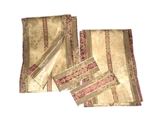 CROSCILL TOWNHOUSE GREEN GOLD BURGUNDY STRIPE (2) PANELS CURTAIN 41X81 T/BACKS