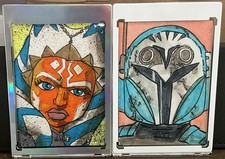 Lot Of (2) Star wars Chrome Topps Sketch Cards🔥, Ahsoka & Bo Katan