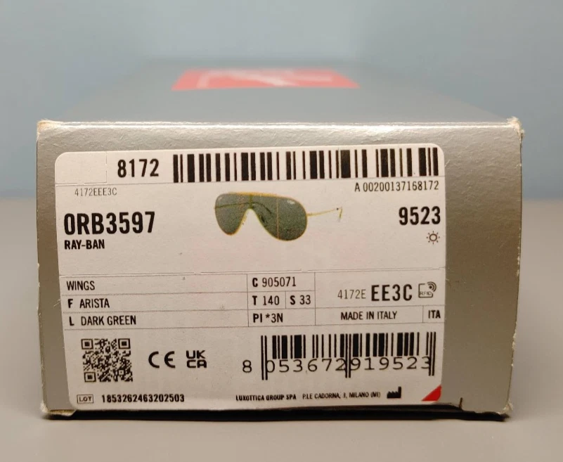 Ray Ban Wings Pilot Pulido Arista Dorado Verde Oscuro Lente RB3597 905071 0-33 -Nuevo Foto 3 de 4