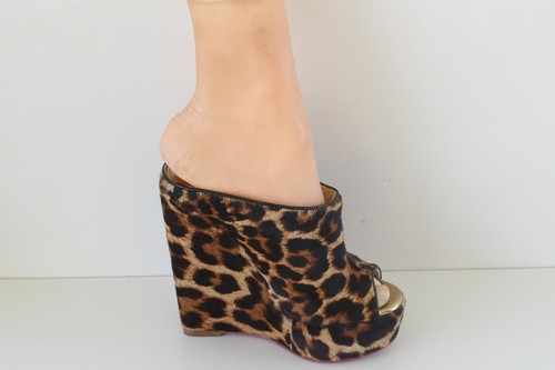 black leopard print wedges