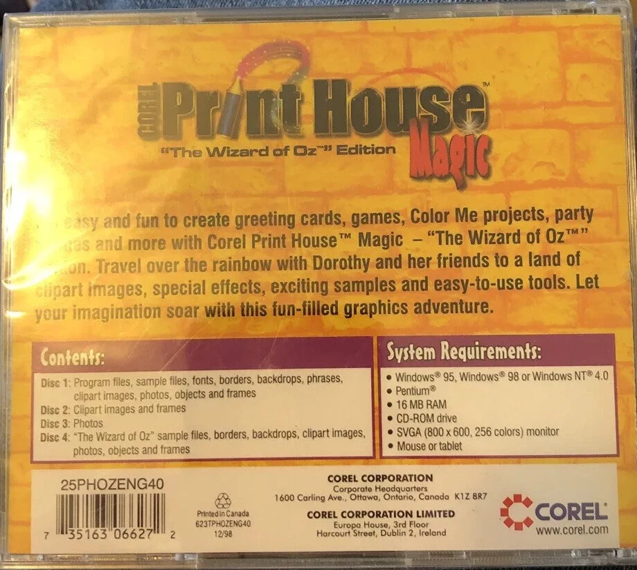 Corel Print House Magic Wizard of Oz Edition Computer Graphics - Image 2 of 2