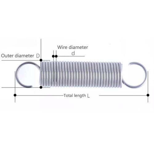 0.5x5x15mm to 0.5x5x300mm 304 Stainless Steel Big Small Tension Springs 5mm OD - Picture 3 of 8