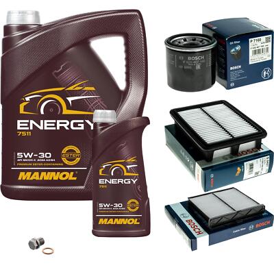 BOSCH inspektionspaket 6 L MANNOL 5W-30 Energy für Mazda 2 1.5 SKYACTIV-G M