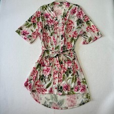 Show Me Your Mumu One Size White Pink Floral Belted Robe Garden of Blooms Kimono